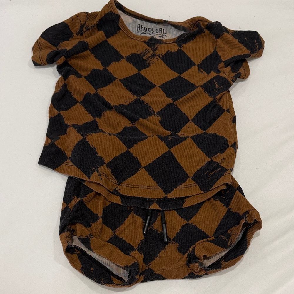 Rebel Bro Kids Brown/Black Checker Matching Set